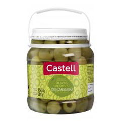 Aceitunas verdes CASTELL Descarozadas POT-800-gr.