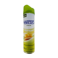 Desodorante ambiental limón Harpers aerosol 360 cc.