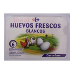 Huevos blanco El Mercado plástico 6 uni