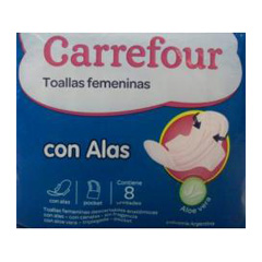 TOALLA C ALAS S D TRIPLEGADAS CARREFOUR X 8 UNI