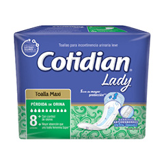 TOALLA P/INCONTINENCIA MAXI LADY, COTIDIAN, 8 cu