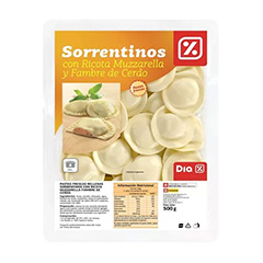 Sorrentinos DIA de Ricota, Muzzarella y Fiambre de Cerdo 500 Gr.