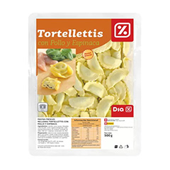 Tortelletis Dia Pollo Y Espinaca 500 Gr.